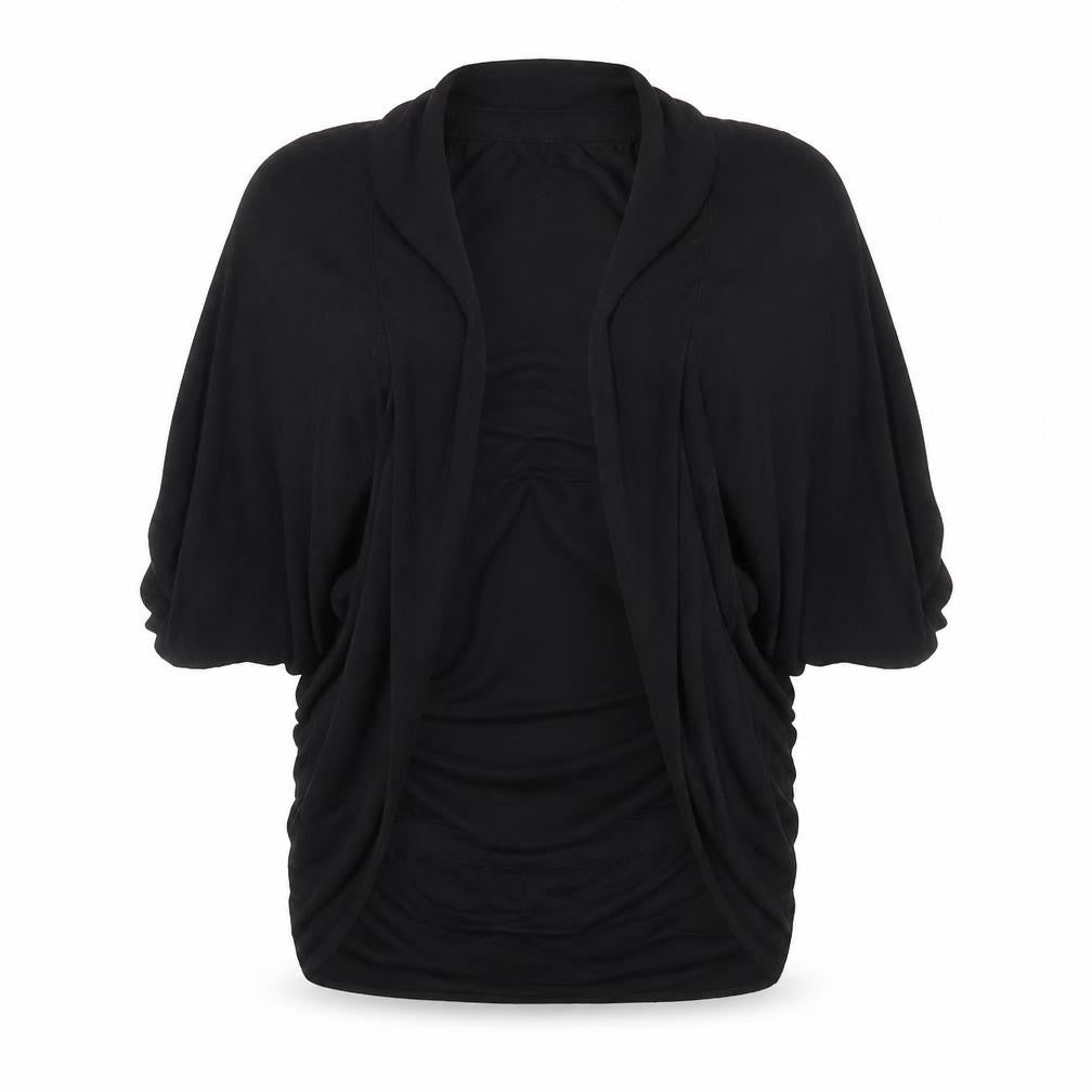 Front view of Crafted women’s black v-neck viscose cardigan jumper, size UK 14