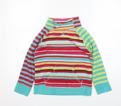 Front view of Next girls’ multicoloured striped polyester pullover sweatshirt, size 8, years