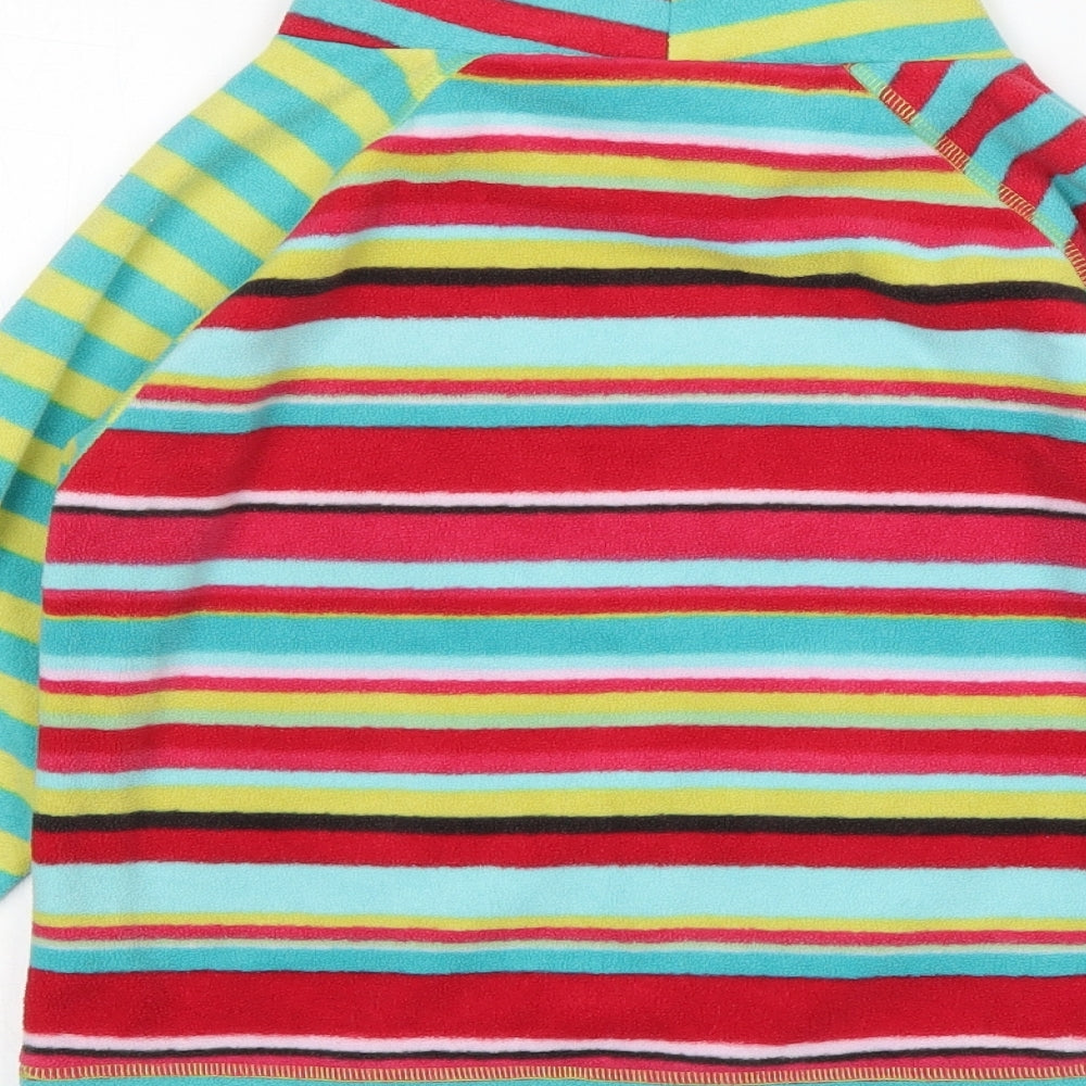 Brand and care label for Next girls’ multicoloured striped polyester pullover sweatshirt, size 8, years