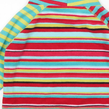 Brand and care label for Next girls’ multicoloured striped polyester pullover sweatshirt, size 8, years