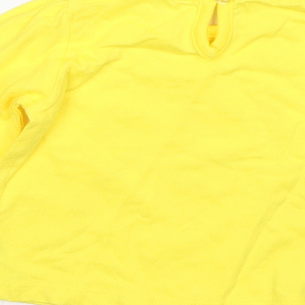 George Girls Yellow  Cotton Basic T-Shirt Size 3-6 Months Round Neck