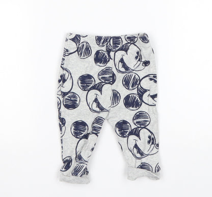 George Boys Multicoloured Animal Print Cotton Sweatpants Trousers Size 3-6 Months   - Mickey Mouse