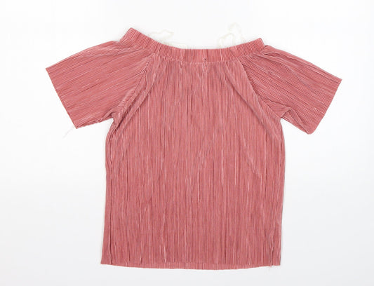 F&F Womens Pink  Polyester Basic Blouse Size S Boat Neck