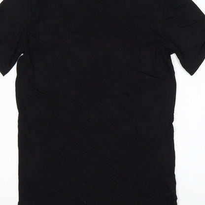 The Gangster Womens Black Animal Print Cotton Basic T-Shirt Size S Round Neck
