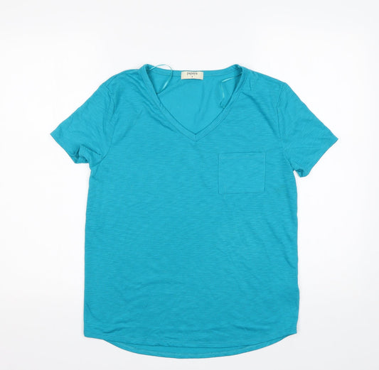 Papaya Womens Green  Polyester Basic T-Shirt Size 8 V-Neck