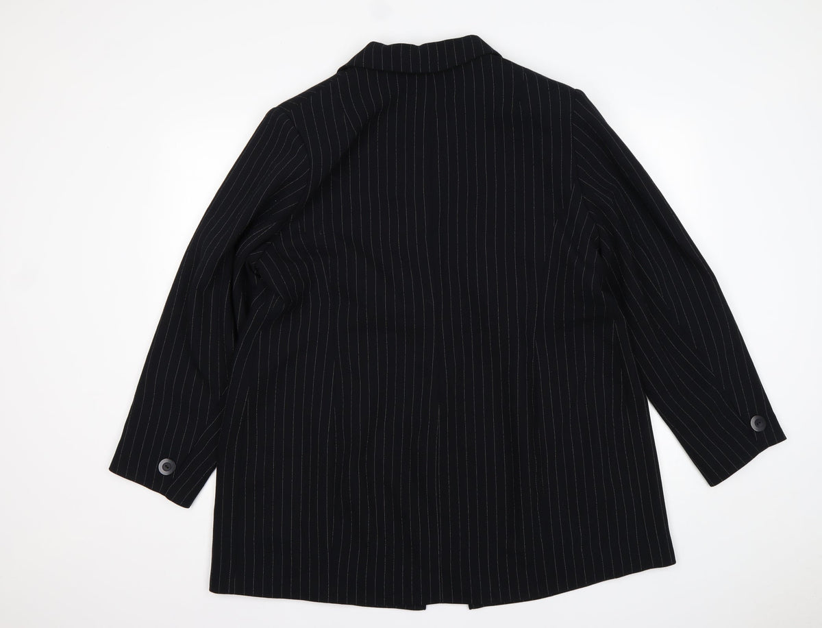 Back view of Profile women’s multicoloured striped polyester jacket suit jacket, size UK 18