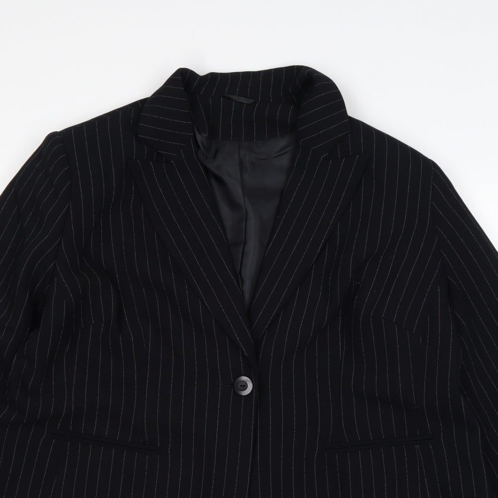 Close-up detail of Profile women’s multicoloured striped polyester jacket suit jacket, size UK 18