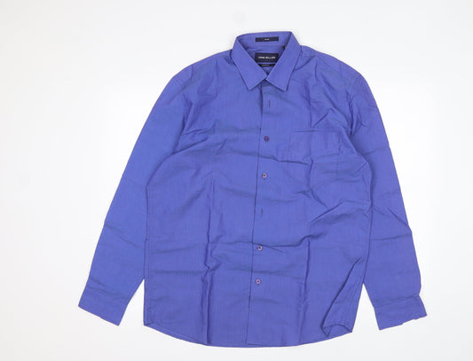 Mens UK Size 41 John Miller Blue  Button-Up Long Sleeve Casual Shirt