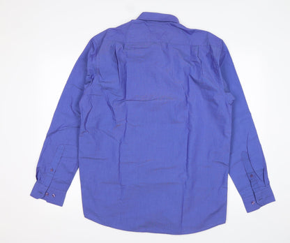Mens UK Size 41 John Miller Blue  Button-Up Long Sleeve Casual Shirt