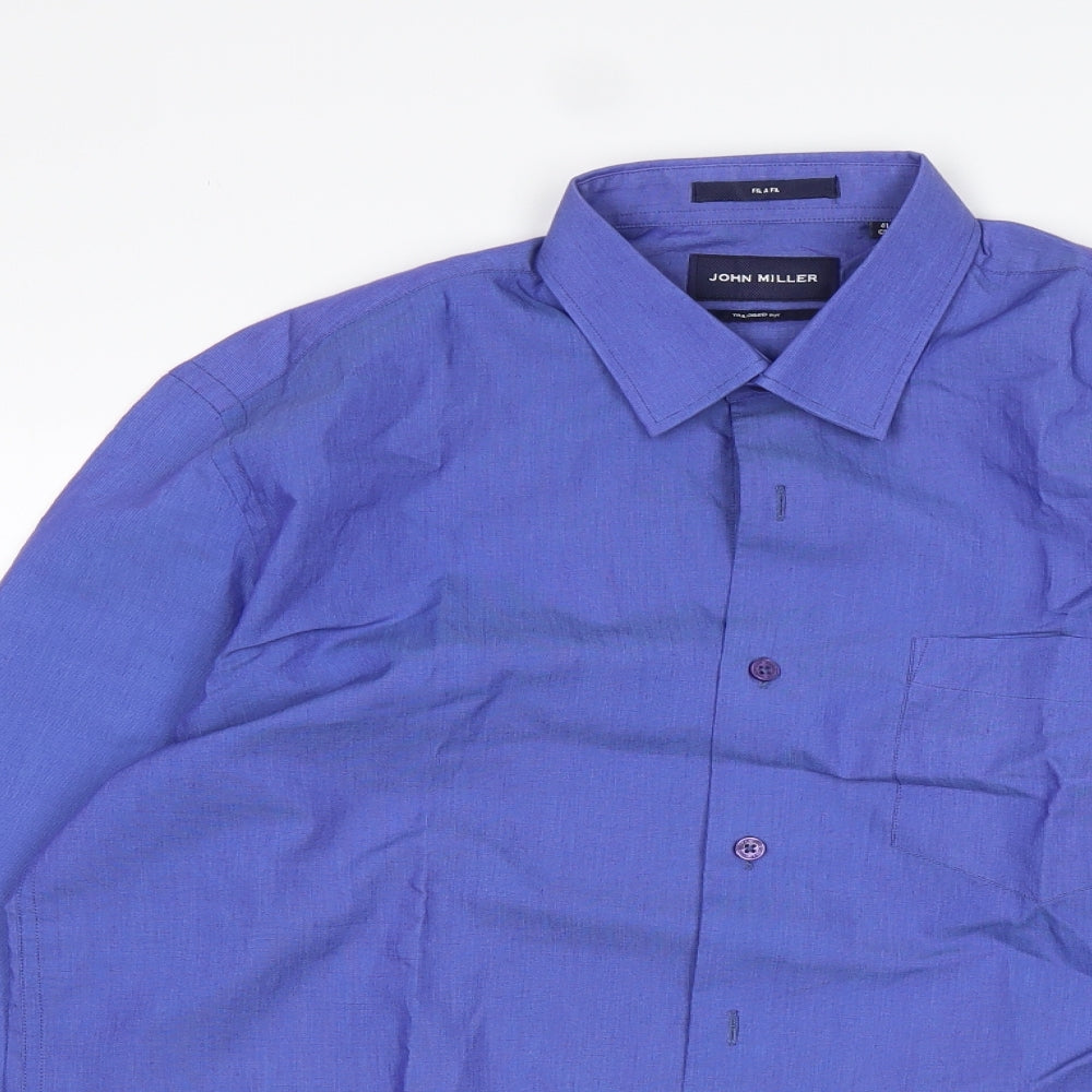 Mens UK Size 41 John Miller Blue  Button-Up Long Sleeve Casual Shirt