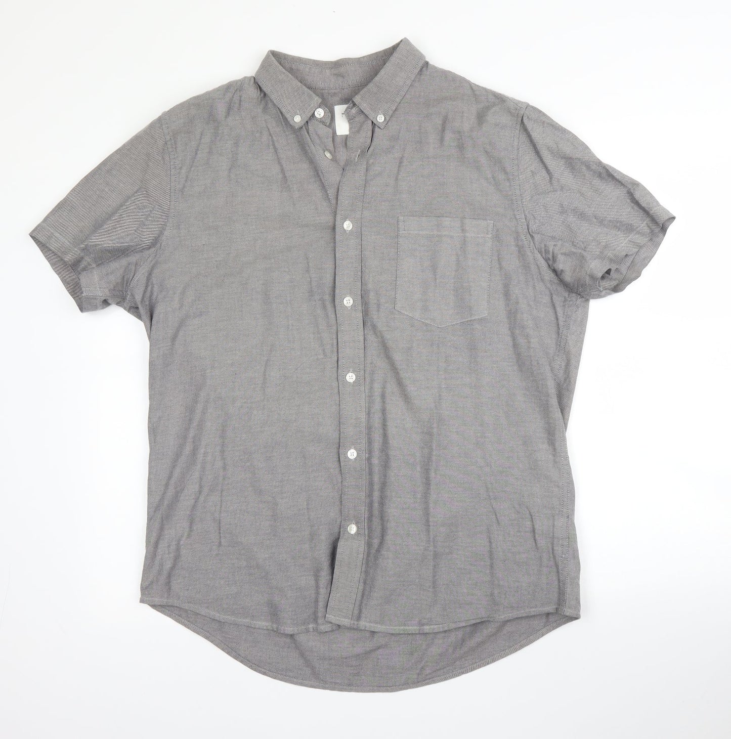 Mens UK Size L Burton Grey  Button-Up Short Sleeve Casual Shirt