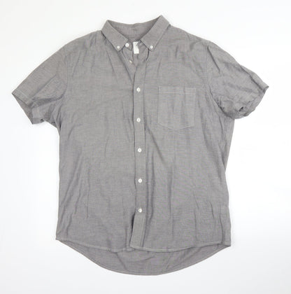 Mens UK Size L Burton Grey  Button-Up Short Sleeve Casual Shirt