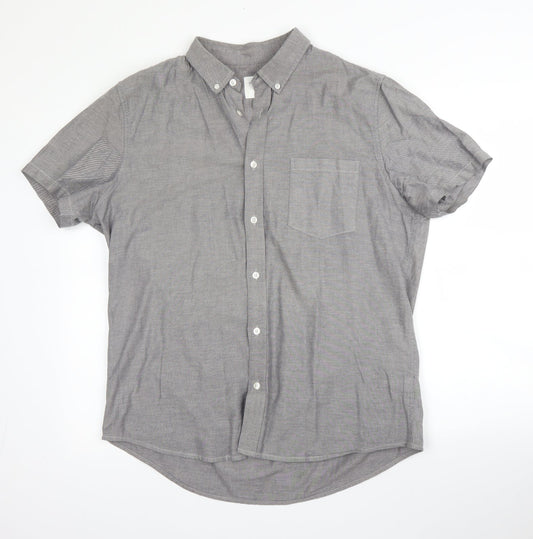 Mens UK Size L Burton Grey  Button-Up Short Sleeve Casual Shirt