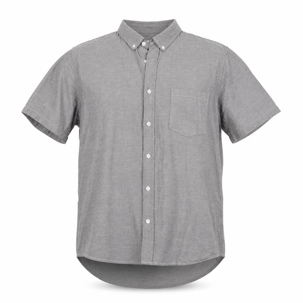 Mens UK Size L Burton Grey  Button-Up Short Sleeve Casual Shirt