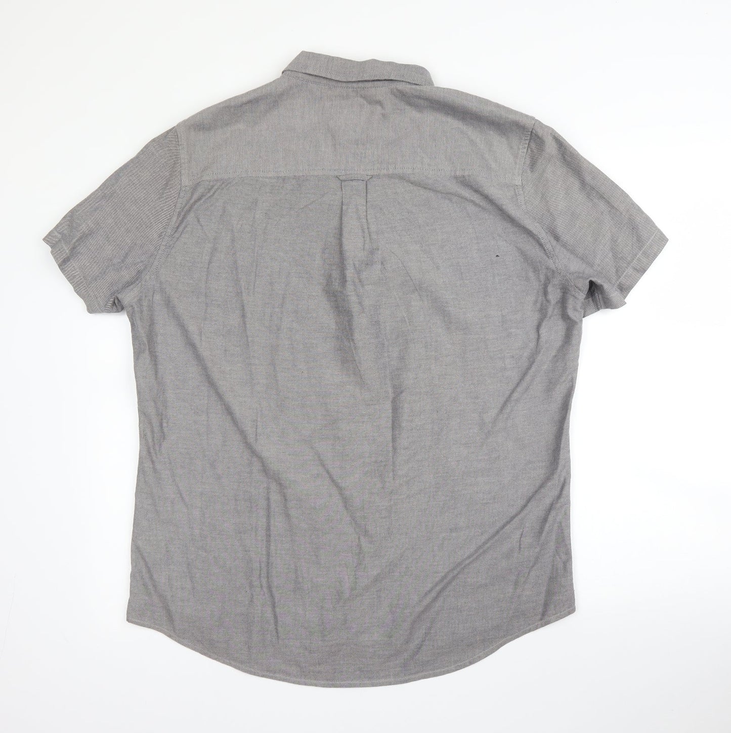 Mens UK Size L Burton Grey  Button-Up Short Sleeve Casual Shirt