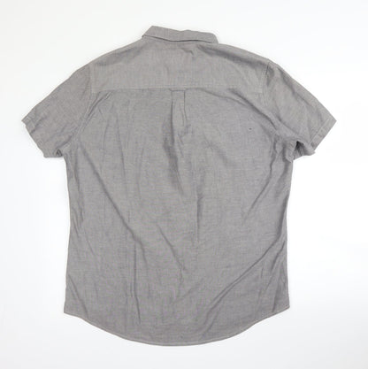 Mens UK Size L Burton Grey  Button-Up Short Sleeve Casual Shirt