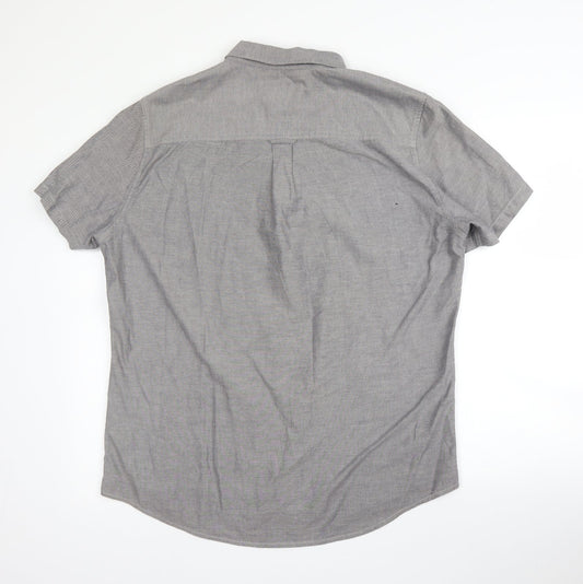 Mens UK Size L Burton Grey  Button-Up Short Sleeve Casual Shirt