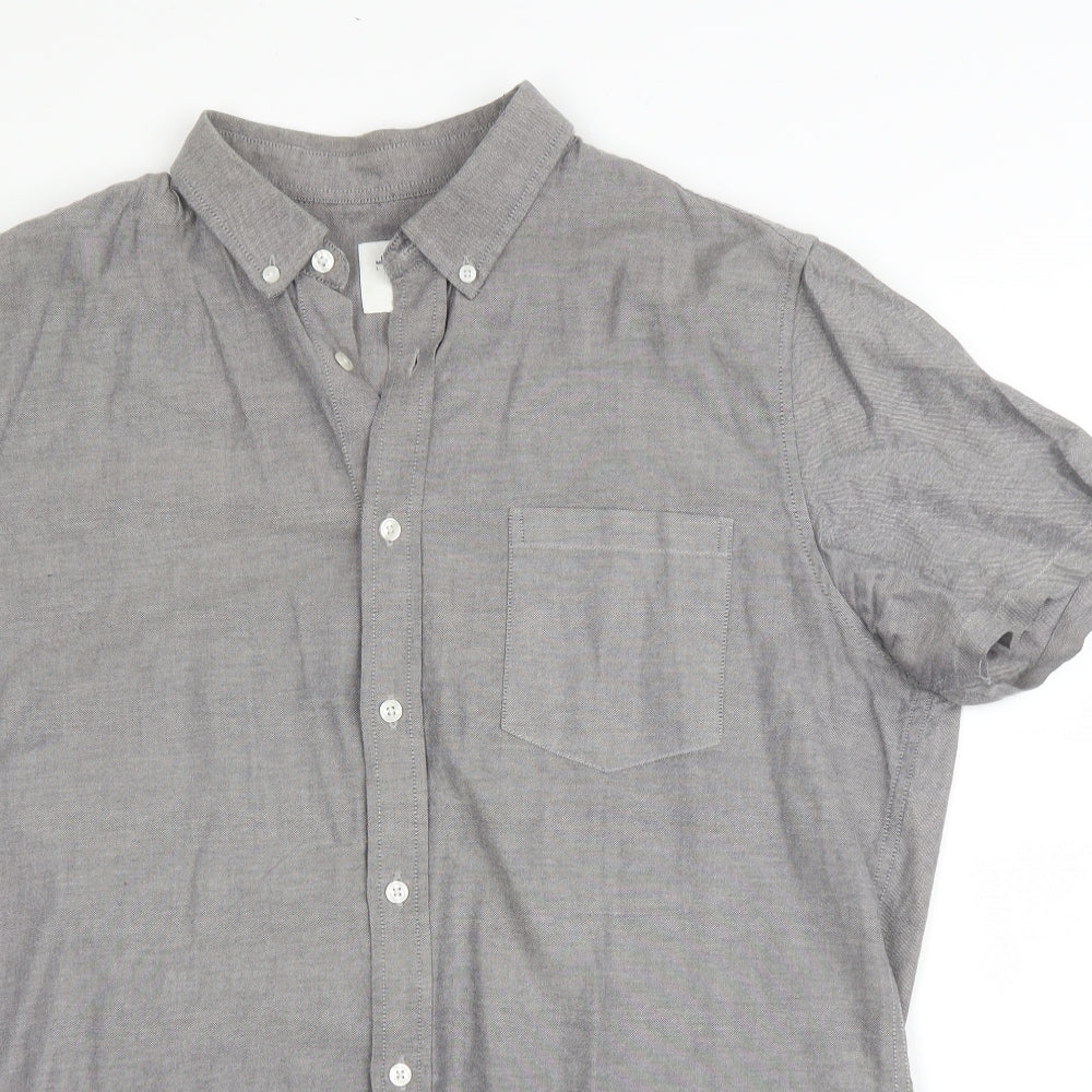 Mens UK Size L Burton Grey  Button-Up Short Sleeve Casual Shirt