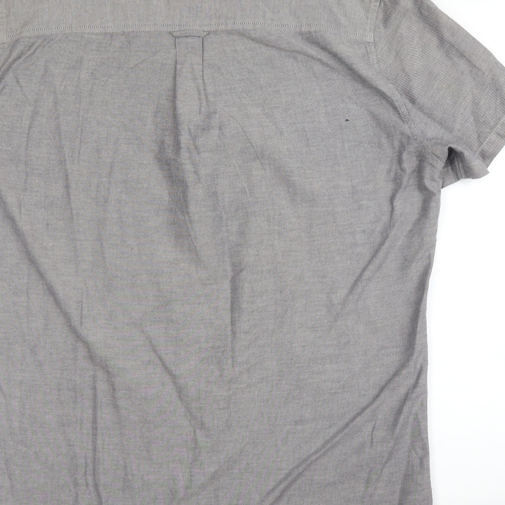 Mens UK Size L Burton Grey  Button-Up Short Sleeve Casual Shirt