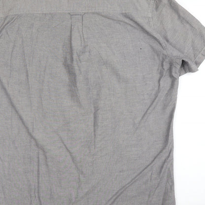 Mens UK Size L Burton Grey  Button-Up Short Sleeve Casual Shirt
