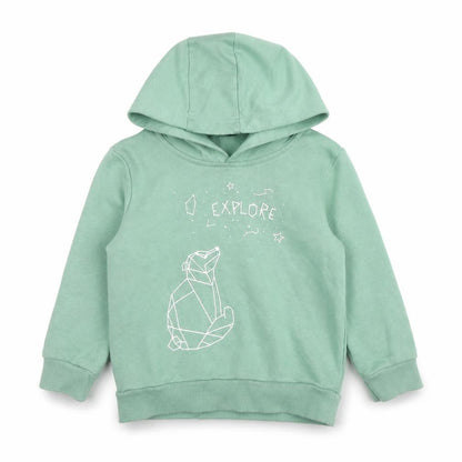 Front view of George boys’ green cotton pullover hoodie, size 2-3, years