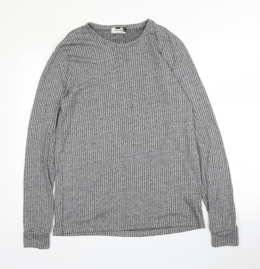 Topman Mens Grey Round Neck  Viscose Pullover Jumper Size XL
