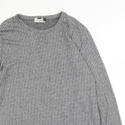 Topman Mens Grey Round Neck  Viscose Pullover Jumper Size XL