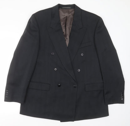 Additional front view of russell irving men’s grey striped polyester jacket suit jacket, size 44