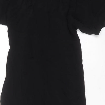 ASOS Womens Black  Viscose Shift  Size 8  V-Neck  - tie Front Detail