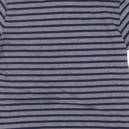 ACW 85 Mens Blue Striped Cotton  Polo Size L Collared