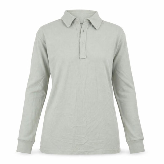 Front view of Threadbare women’s green cotton basic polo, size UK 8, collared