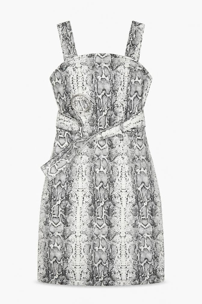 Front view of Denim Co women’s multicoloured animal print cotton mini, size UK 8, round neck