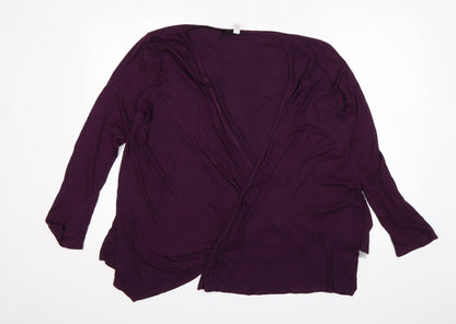 Midnight Womens Purple V-Neck  Modal Cardigan Jumper Size M