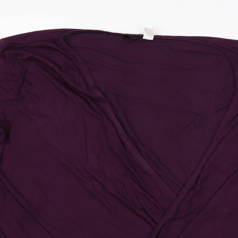 Midnight Womens Purple V-Neck  Modal Cardigan Jumper Size M
