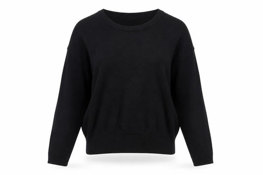 Front view of Avenue women’s black round neck cotton jumper, size S
