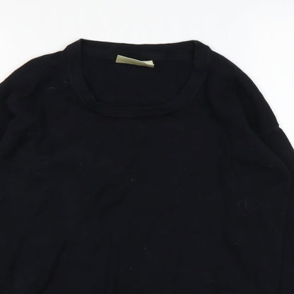 Avenue Womens Black Round Neck  Cotton Pullover Jumper Size S