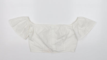 Womens UK Size 10 Missguided White Cropped Blouse