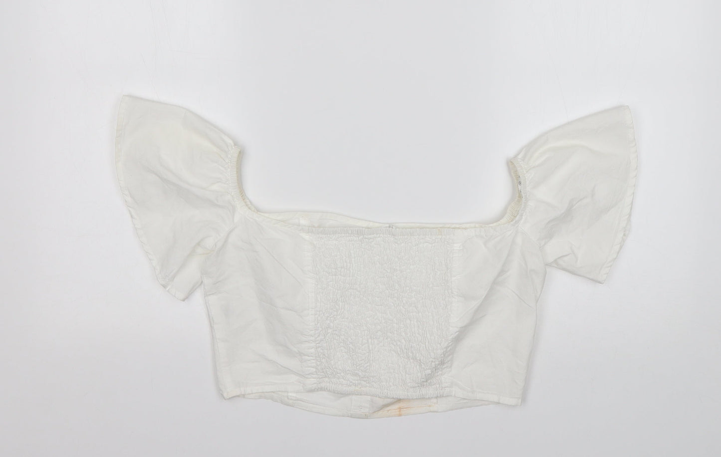 Womens UK Size 10 Missguided White Cropped Blouse