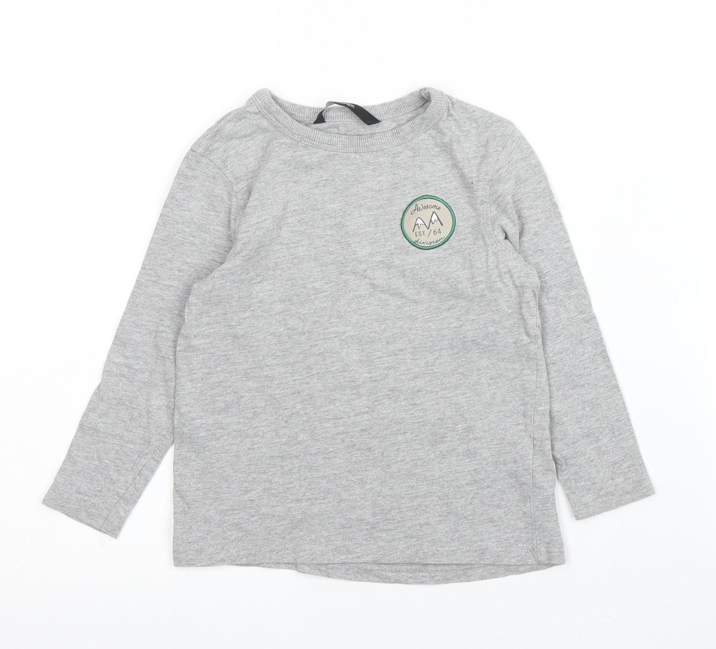 George Girls Grey  Cotton Basic T-Shirt Size 18-24 Months Round Neck