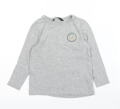 George Girls Grey  Cotton Basic T-Shirt Size 18-24 Months Round Neck