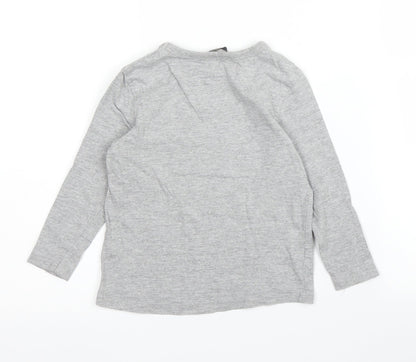 George Girls Grey  Cotton Basic T-Shirt Size 18-24 Months Round Neck