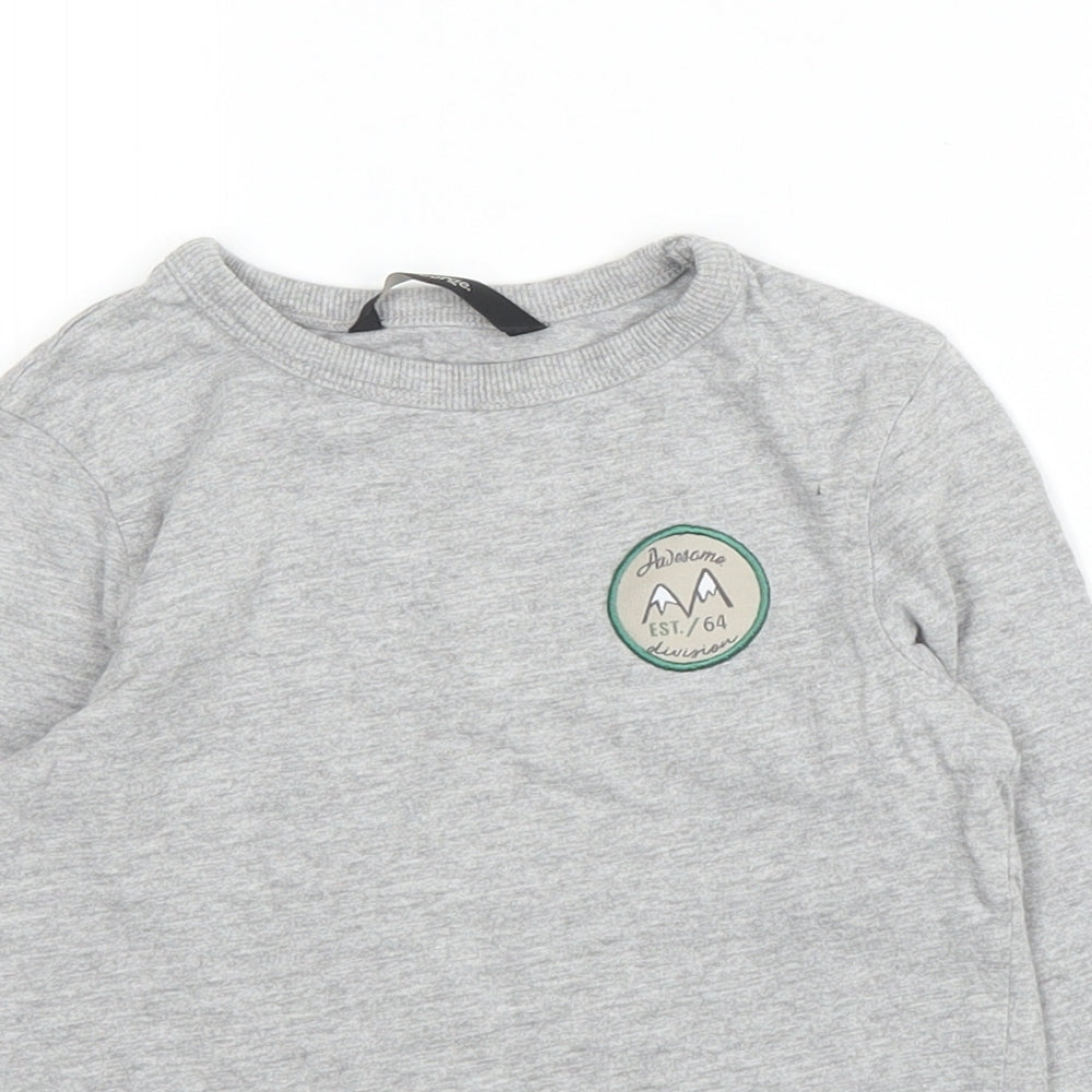 George Girls Grey  Cotton Basic T-Shirt Size 18-24 Months Round Neck