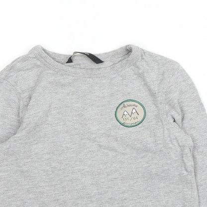 George Girls Grey  Cotton Basic T-Shirt Size 18-24 Months Round Neck