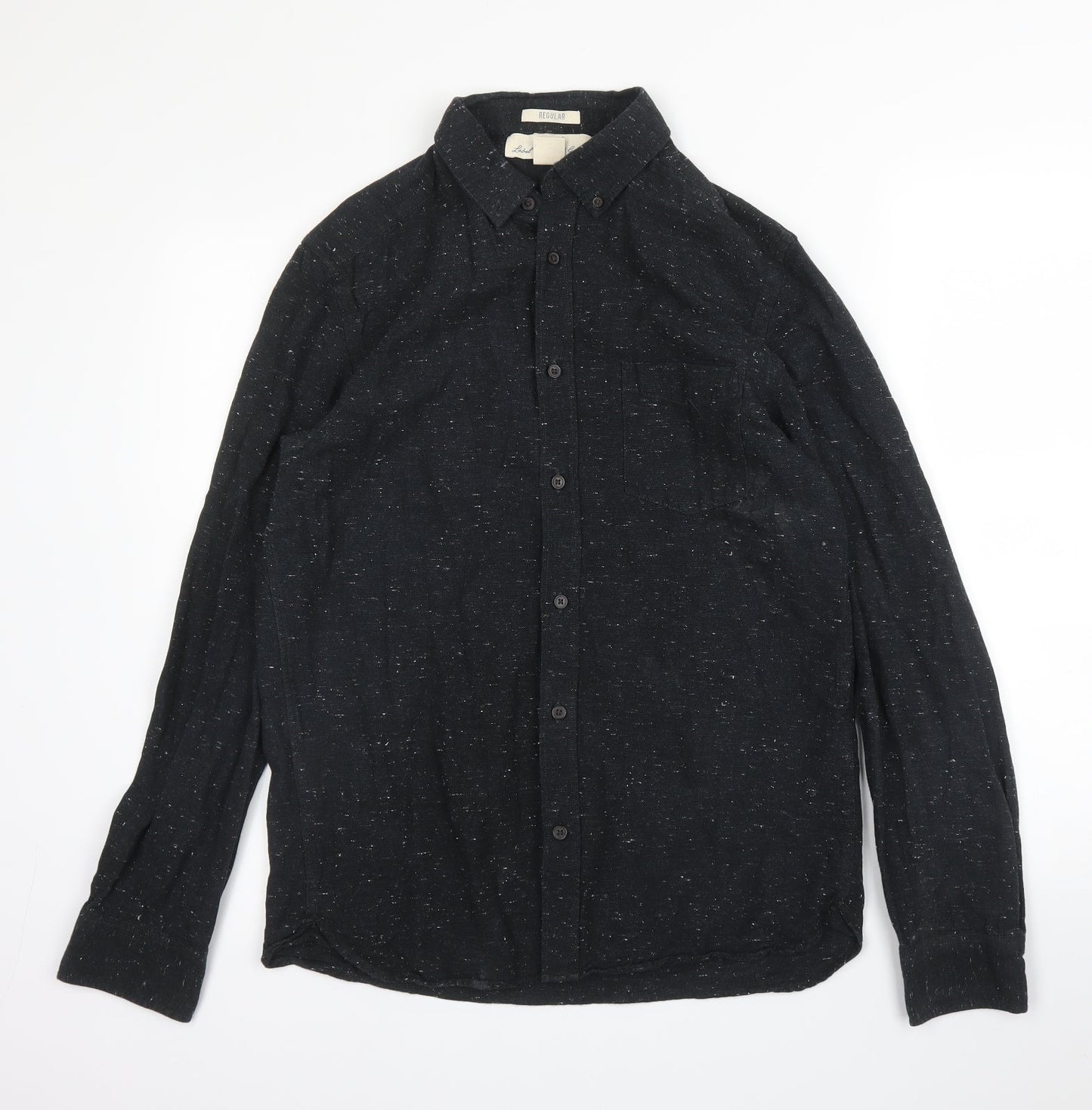 Mens UK Size S H&M Black  Button-Up Long Sleeve Casual Shirt