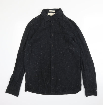 Mens UK Size S H&M Black  Button-Up Long Sleeve Casual Shirt