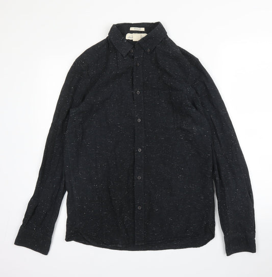 Mens UK Size S H&M Black  Button-Up Long Sleeve Casual Shirt