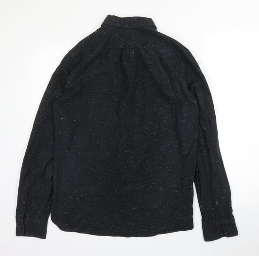 Mens UK Size S H&M Black  Button-Up Long Sleeve Casual Shirt
