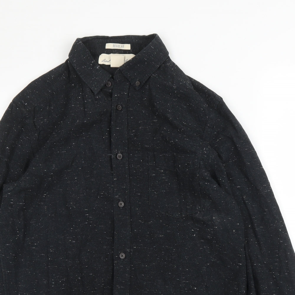 Mens UK Size S H&M Black  Button-Up Long Sleeve Casual Shirt