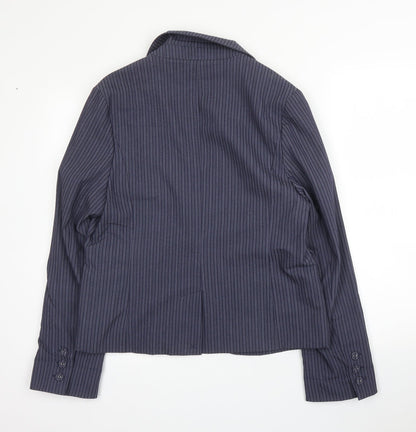 Primark Womens Blue Striped Cotton Jacket Blazer Size 14