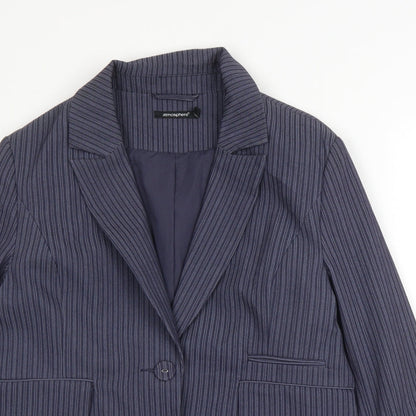 Primark Womens Blue Striped Cotton Jacket Blazer Size 14